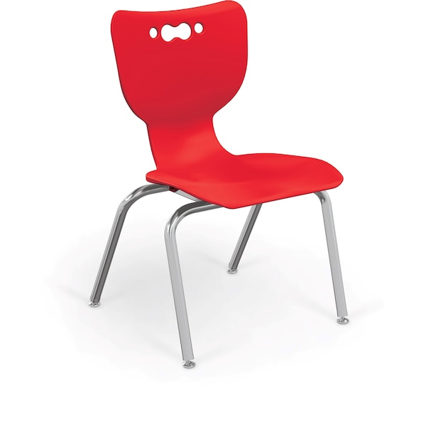 Hierarchy School Chair, 4 Leg, 16" Chrome Frame, Red Armless Shell, PK5